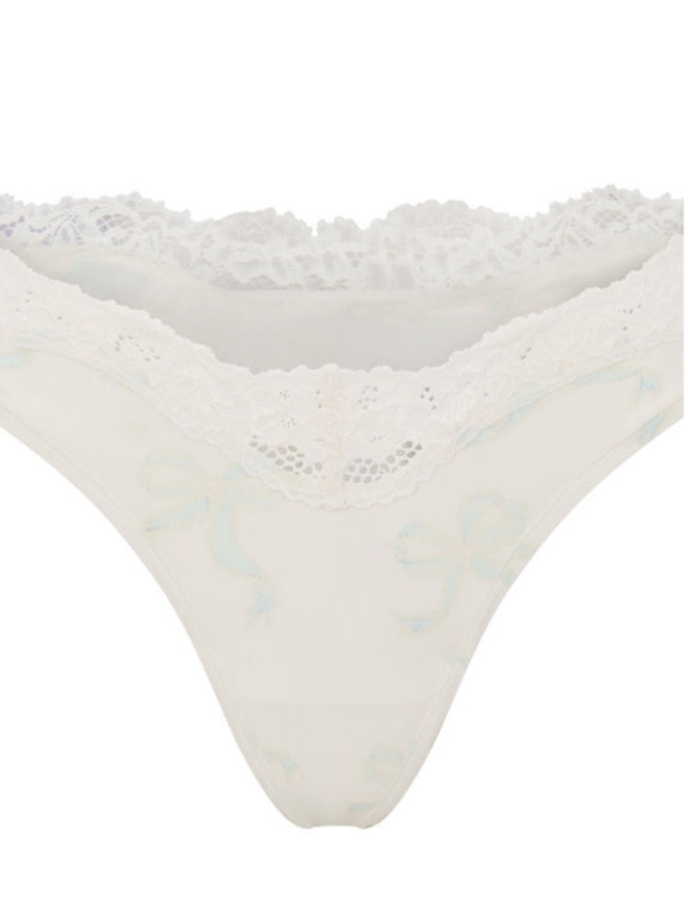 🎀 SKIMS Fits Everybody Lace Dipped Thong | Ivory Pear Bow Print | Sz. M | NWOT
